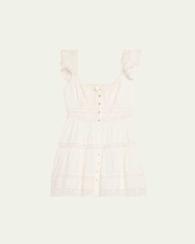 Rietta Cotton Lace-Trimmed Mini Dress